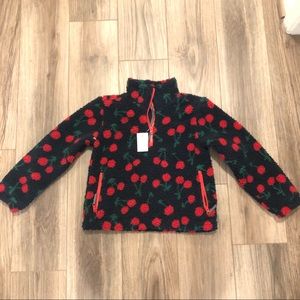 Fleece half zip cherry print crewcuts size 8